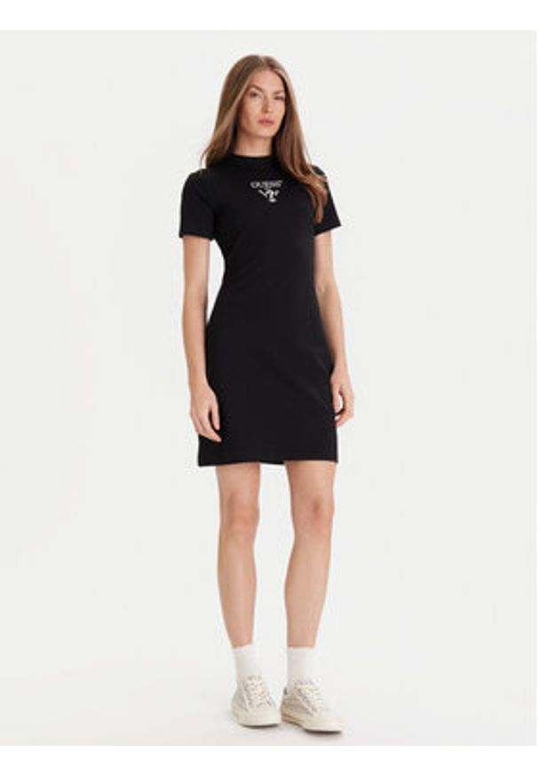 Guess Sukienka codzienna V4YK02 KCDH1 Czarny Regular Fit. Okazja: na co dzień. Kolor: czarny. Materiał: bawełna. Typ sukienki: proste. Styl: casual