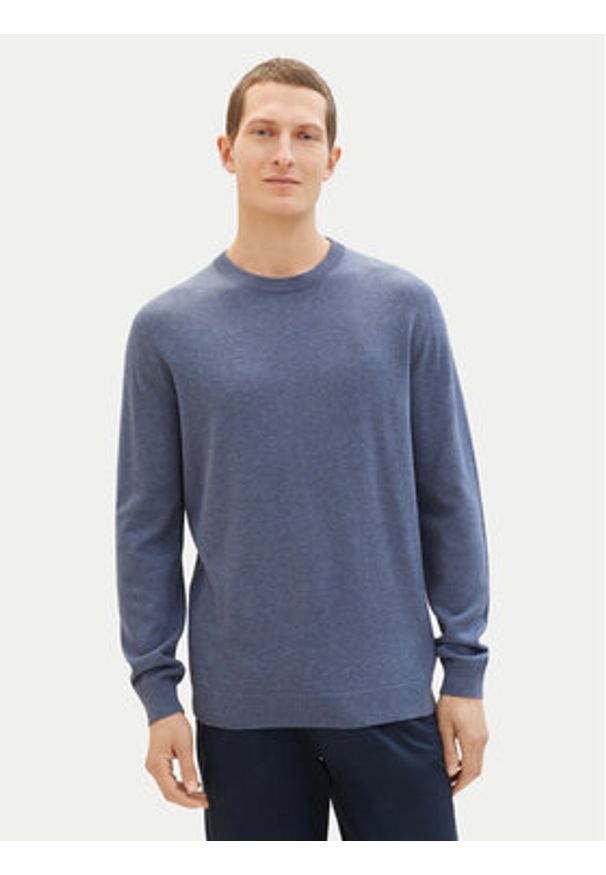 Tom Tailor Sweter 1038426 Niebieski Regular Fit. Kolor: niebieski. Materiał: bawełna