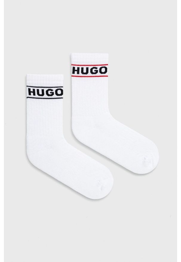 Hugo - HUGO skarpetki (2-pack) 50469276 damskie kolor biały. Kolor: biały