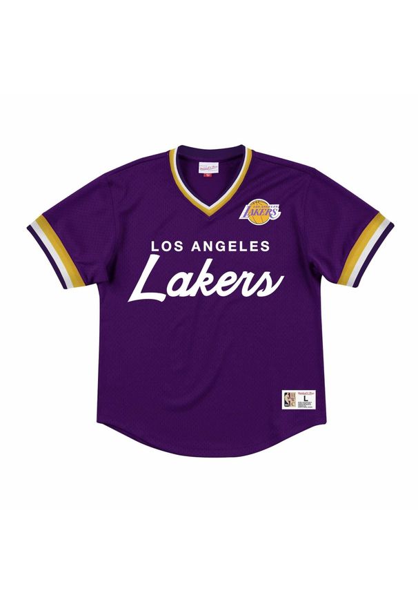 Mitchell & Ness - Koszulka NBA Los Angeles Lakers special script mesh. Kolor: fioletowy, wielokolorowy, żółty. Materiał: mesh. Sport: koszykówka