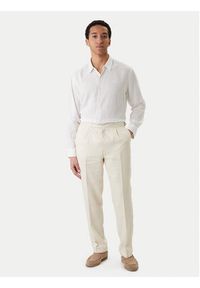 BOSS Spodnie materiałowe H-Perino 50563231 Beżowy Relaxed Fit. Kolor: beżowy. Materiał: len #4