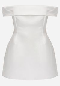 Born2be - Biała Rozkloszowana Sukienka VICES z Hiszpańskim Dekoltem Dorienora. Okazja: na imprezę. Typ kołnierza: dekolt hiszpanka. Kolor: biały. Materiał: poliester. Typ sukienki: rozkloszowane #2