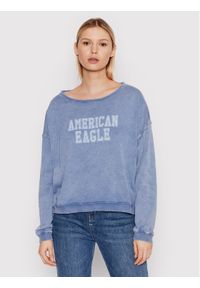American Eagle Bluza 045-2532-1636 Niebieski Oversize. Kolor: niebieski. Materiał: bawełna #1