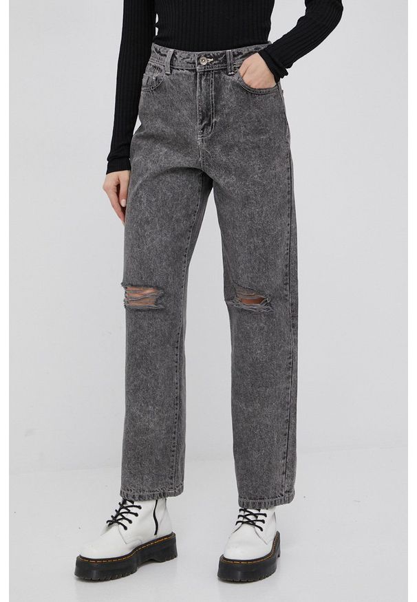Noisy may - Noisy May jeansy Drew damskie high waist. Stan: podwyższony. Kolor: szary