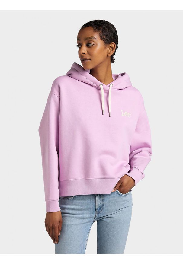 Lee - LEE ESSENTIAL HOODIE DAMSKA BLUZA LOGO SUGAR LILAC L53PLJ79 112320681