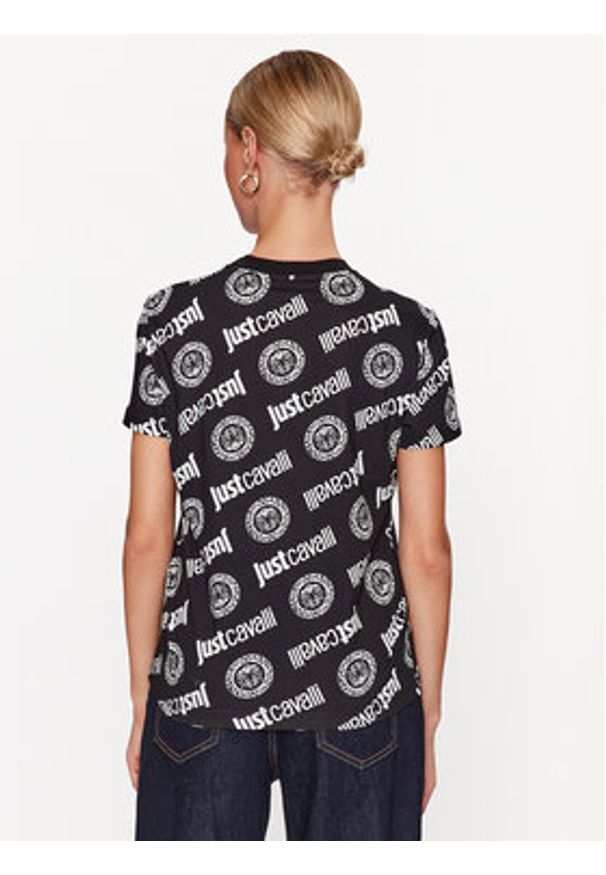 Just Cavalli T-Shirt 75PAH610 Czarny Regular Fit. Kolor: czarny. Materiał: bawełna