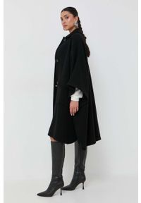 Pinko poncho wełniane kolor czarny przejściowy oversize. Kolor: czarny. Materiał: wełna. Wzór: gładki #1