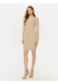 Guess Sukienka dzianinowa W5RK09 Z3KT0 Beżowy Bodycon Fit. Kolor: beżowy. Materiał: wiskoza. Typ sukienki: bodycon #4