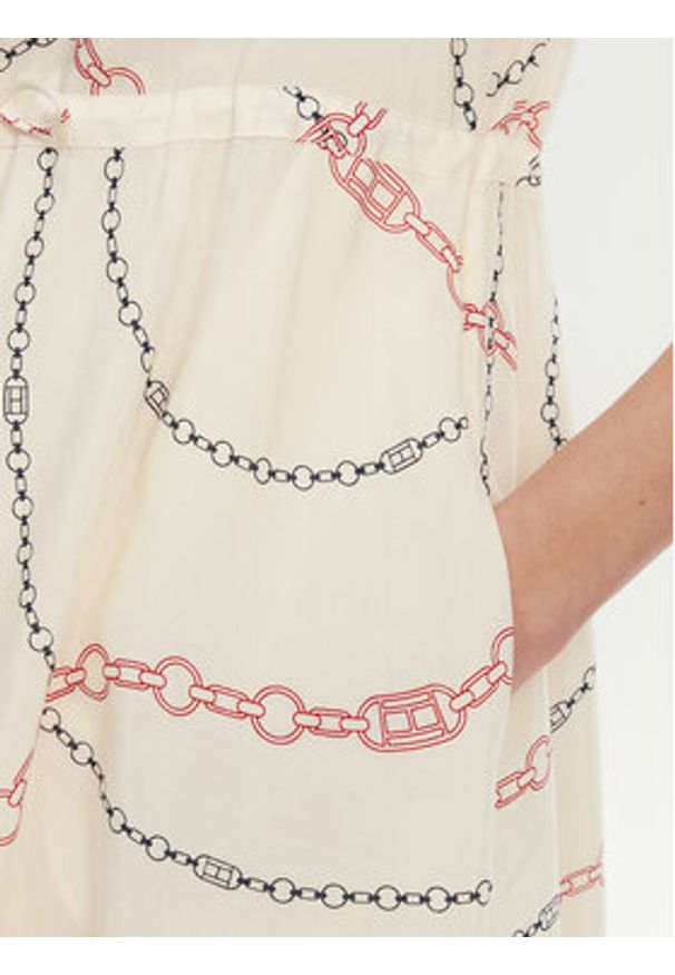 TOMMY HILFIGER - Tommy Hilfiger Sukienka koszulowa Voile WW0WW46009 Beżowy Regular Fit. Kolor: beżowy. Materiał: wiskoza, bawełna. Typ sukienki: koszulowe