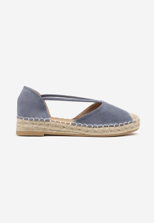 Born2be - Ciemnoniebieskie Espadryle z Plecioną Podeszwą i Wycięciem po Bokach Anniran. Okazja: na co dzień. Kolor: niebieski. Materiał: satyna. Sezon: lato. Styl: klasyczny, elegancki, casual