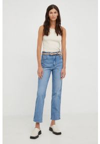 Wrangler jeansy Mom Straight Mauna damskie high waist. Stan: podwyższony. Kolor: niebieski #1