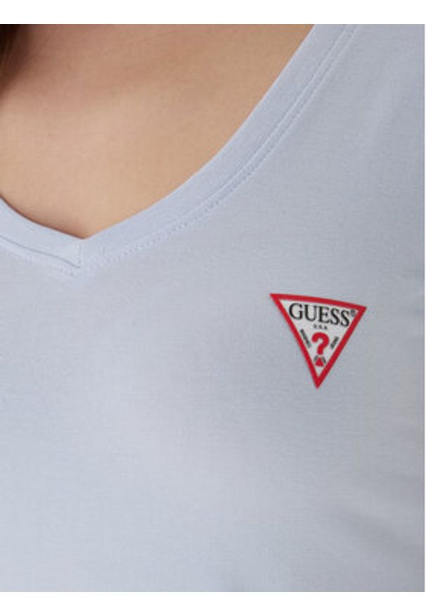 Guess T-Shirt W2YI45 J1314 Błękitny Slim Fit. Kolor: niebieski. Materiał: bawełna