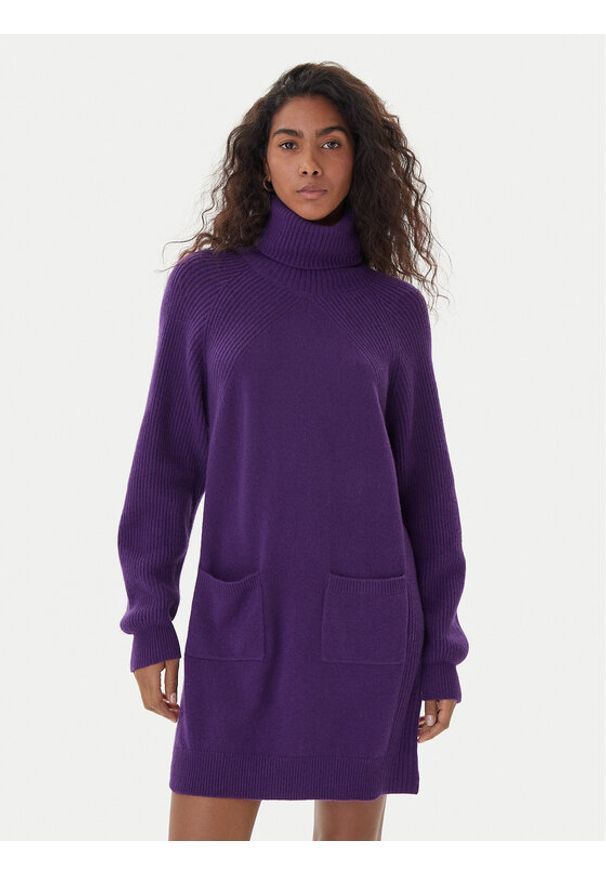 Liu Jo Sukienka dzianinowa MF5063 MS009 Fioletowy. Kolor: fioletowy. Materiał: wełna