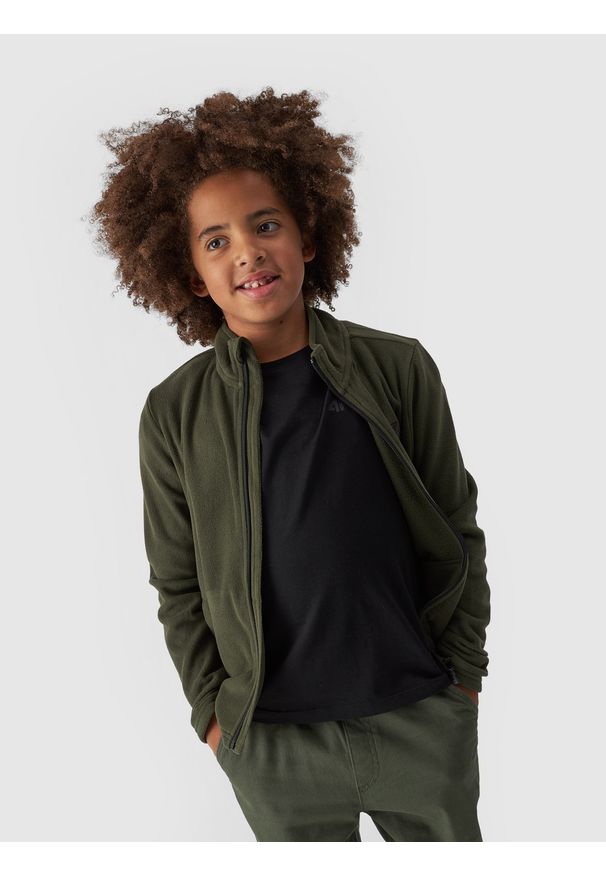 4f - 4F Polar regular ze stójką chłopięcy - khaki 152 (11-12 lat). Typ kołnierza: kołnierzyk stójkowy. Kolor: oliwkowy, brązowy, wielokolorowy. Materiał: polar. Wzór: gładki. Sezon: lato. Sport: turystyka piesza, wspinaczka, snowboard, narciarstwo