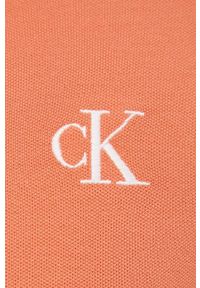 Calvin Klein Jeans polo męski kolor pomarańczowy gładki. Typ kołnierza: polo. Kolor: pomarańczowy. Długość: krótkie. Wzór: gładki #2