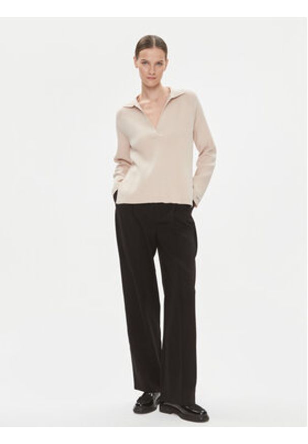 Calvin Klein Sweter Essential K20K206019 Beżowy Relaxed Fit. Kolor: beżowy. Materiał: syntetyk