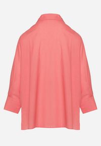 Born2be - Różowa Bawełniana Koszula o Kroju Nietoperza z Rękawami 3/4 Corallia. Kolor: różowy. Materiał: bawełna. Sezon: lato #5