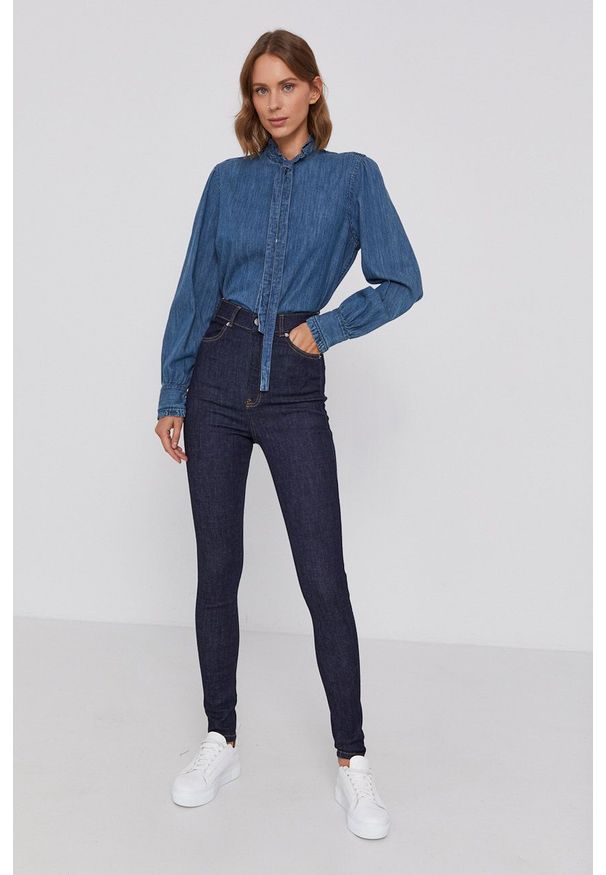 Polo Ralph Lauren - Koszula jeansowa. Okazja: na co dzień. Typ kołnierza: polo. Kolor: niebieski. Materiał: jeans. Długość rękawa: długi rękaw. Długość: długie. Wzór: gładki. Styl: casual