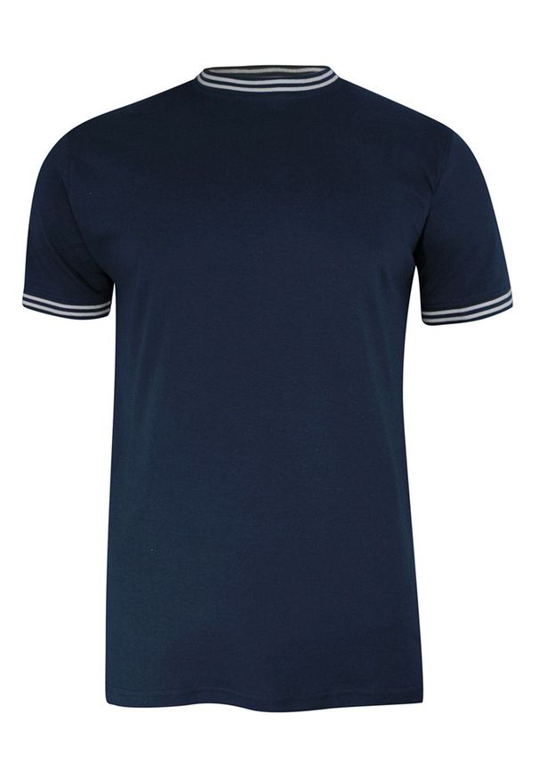 Brave Soul - T-shirt Granatowy Bawełniany z Białą Lamówką, Bez Nadruku, Krótki Rękaw -BRAVE SOUL. Okazja: na co dzień. Kolor: niebieski. Materiał: bawełna. Długość rękawa: krótki rękaw. Długość: krótkie. Sezon: lato, wiosna. Styl: casual
