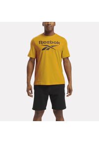 Koszulka fitness męska Reebok krótki rękaw. Kolor: żółty. Materiał: bawełna. Długość rękawa: krótki rękaw. Długość: krótkie. Sport: fitness