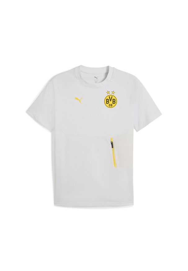 Puma - Męska koszulka Borussia Dortmund PUMATECH z kieszenią PUMA. Kolor: szary, wielokolorowy, żółty. Sport: piłka nożna