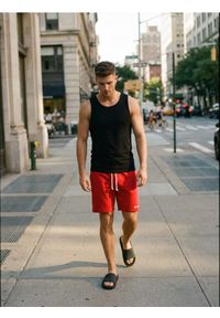 Sinsay - Szorty slim - czerwony. Kolor: czerwony