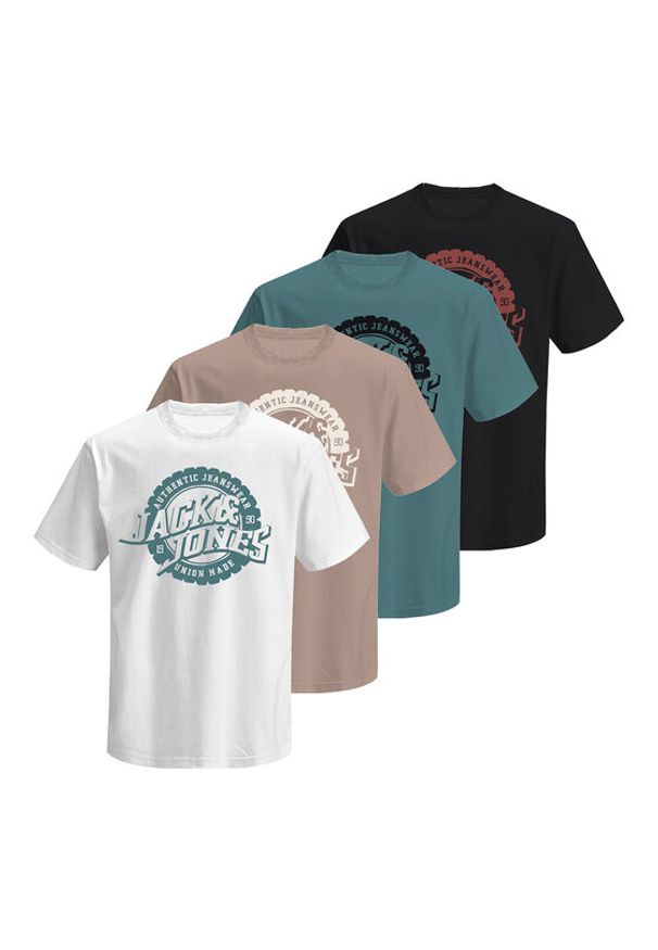 Jack & Jones Komplet 4 t-shirtów Blubaron 12291659 Kolorowy Regular Fit. Materiał: bawełna. Wzór: kolorowy