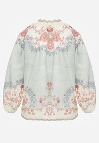 Renee - Zielona Koszula ze Stójką w Kwiatowy Print Dorirecea. Okazja: na co dzień. Typ kołnierza: kołnierzyk stójkowy. Kolor: zielony. Materiał: jeans. Wzór: kwiaty, nadruk. Styl: casual, retro, elegancki #8