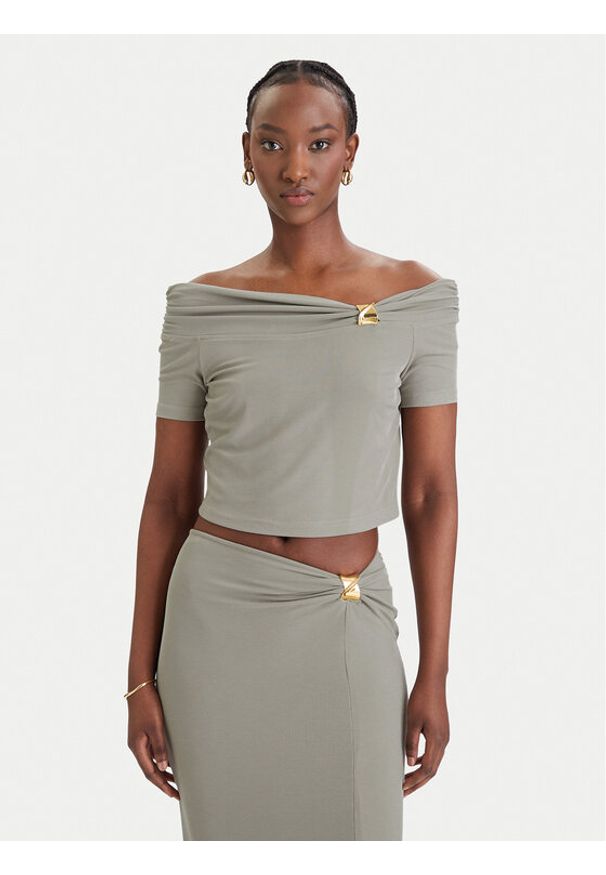 Guess Bluzka W6GP12 K2935 Khaki Regular Fit. Kolor: brązowy