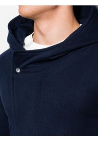 Ombre Clothing - Długa bluza męska z asymetrycznym zapięciem HAGA - granatowa B668 - XXL. Kolor: niebieski. Materiał: bawełna, poliester. Długość: długie. Wzór: aplikacja. Styl: klasyczny #5
