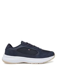 TOMMY HILFIGER - Tommy Hilfiger Sneakersy Sporty Runner FW0FW08644 Granatowy. Kolor: niebieski. Materiał: skóra, zamsz #1