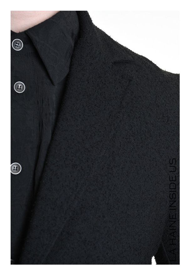 La Haine Inside Us Marynarka | B M1133 | Mężczyzna | Czarny. Okazja: na spotkanie biznesowe. Kolor: czarny. Materiał: poliester, wiskoza, poliamid, bawełna, wełna. Styl: biznesowy