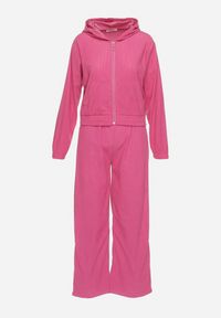 Born2be - Fuksjowy Sztruksowy Komplet Dresowy Bluza z Kapturem i Szerokie Spodnie z Kieszeniami Makeria. Kolor: różowy. Materiał: dresówka, sztruks #5