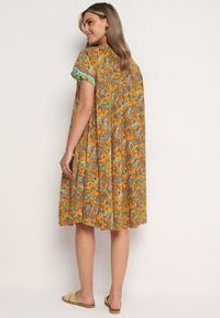 Born2be - Żółta Wiskozowa Sukienka Rozkloszowana we Wzór Paisley Mastis. Kolor: żółty. Materiał: wiskoza. Wzór: paisley #7