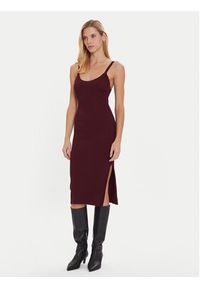 Morgan Sukienka dzianinowa 242-RMONA Bordowy Slim Fit. Kolor: czerwony. Materiał: syntetyk #3