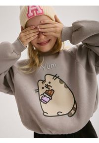 Reserved - Bluza dresowa Pusheen - jasnoszary. Kolor: szary. Materiał: dresówka