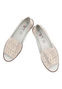 Beżowe Baleriny S.Barski Wsuwane Obuwie Damskie. Nosek buta: otwarty. Zapięcie: bez zapięcia. Kolor: beżowy. Szerokość cholewki: normalna. Wzór: ażurowy. Styl: elegancki #2