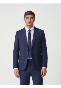Reserved - Marynarka slim fit z dodatkiem wiskozy - granatowy. Kolor: niebieski. Materiał: wiskoza #1