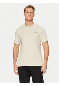 Calvin Klein T-Shirt Micro Logo Interlock T-Shirt K10K109894 Beżowy Regular Fit. Kolor: beżowy. Materiał: bawełna