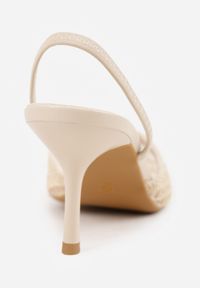 Renee - Beżowe Szpilki VICES Ozdobione Siateczką Coraerial. Nosek buta: otwarty. Kolor: beżowy. Materiał: skóra, materiał. Wzór: aplikacja. Sezon: lato. Obcas: na szpilce. Wysokość obcasa: średni #7