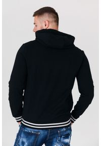 Guess - GUESS Czarna bluza męska z kapturem na zamek, Rozmiar S. Typ kołnierza: kaptur. Kolor: czarny. Wzór: aplikacja #5