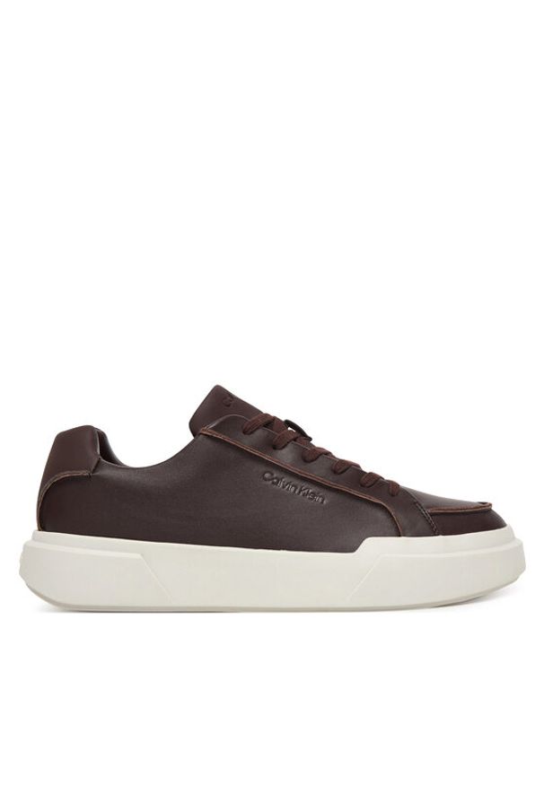 Calvin Klein Sneakersy Chunky Cupsole Lace Up Lth Pinch YM0YM01454 Bordowy. Kolor: czerwony. Materiał: skóra