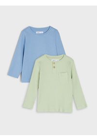 Sinsay - Koszulka z długimi rękawami 2 pack - zielony. Kolor: zielony. Materiał: bawełna, materiał, prążkowany. Długość rękawa: długi rękaw. Długość: długie #1