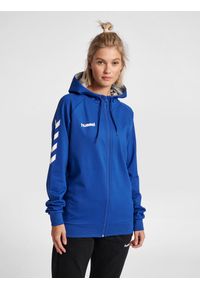 Bluza z kapturem do piłki ręcznej damska Hummel Go Cotton Zip Hoodie Woman. Typ kołnierza: kaptur. Kolor: biały, niebieski, wielokolorowy