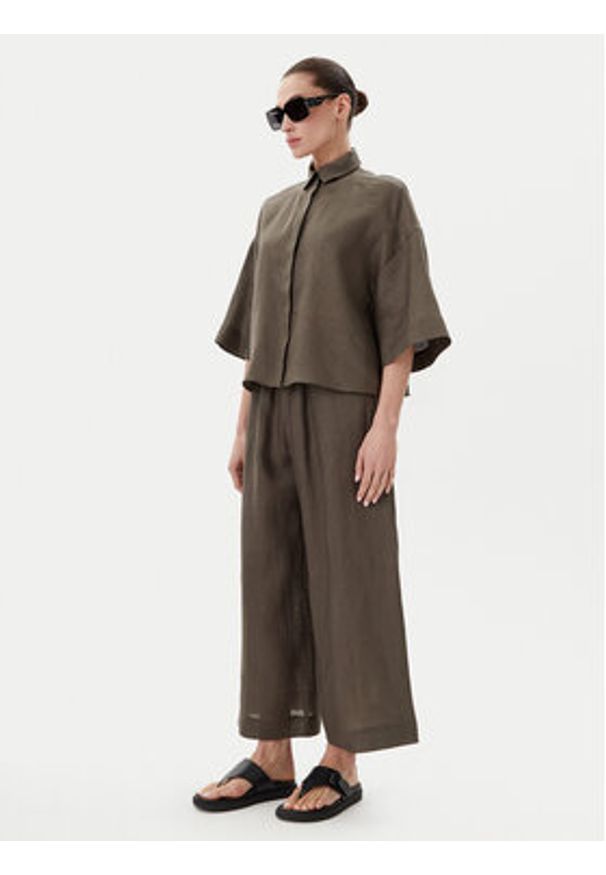 Max Mara Koszula Mirano 2516111028 Zielony Relaxed Fit. Kolor: zielony. Materiał: len