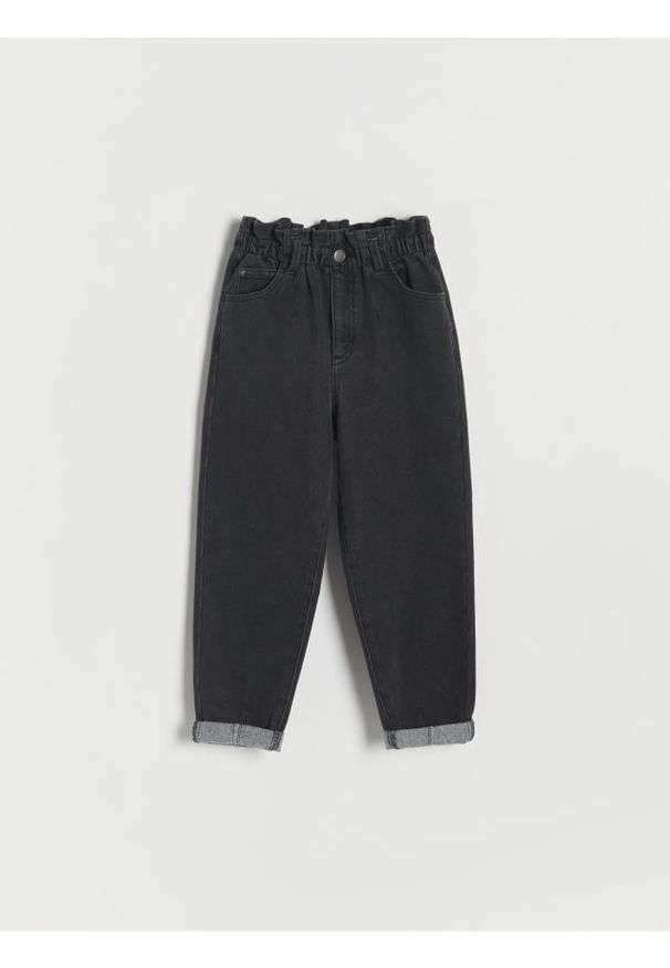 Reserved - Ocieplane jeansy baggy - czarny. Kolor: czarny