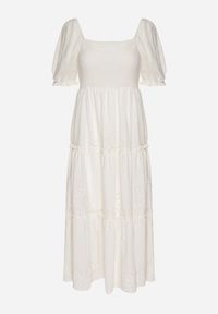 Born2be - Biała Bawełniana Sukienka z Haftowanym Wzorem Iffanella. Okazja: na spacer, na co dzień. Kolor: biały. Materiał: bawełna. Wzór: haft. Sezon: lato. Styl: casual, elegancki #5