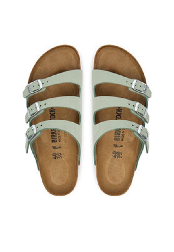 Birkenstock Klapki Florida 1030319 Zielony. Kolor: zielony. Materiał: skóra, nubuk