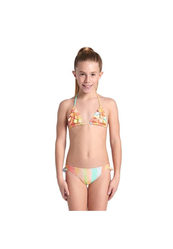 Stój kąpielowy dziewczęcy dwuczęściowy bikini basen plażę Arena Bikini. Kolor: zielony, pomarańczowy, wielokolorowy