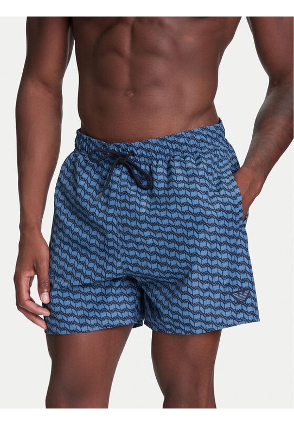 Emporio Armani Underwear Szorty kąpielowe EM000583 AF12342 F9035 Niebieski Regular Fit. Kolor: niebieski. Materiał: syntetyk